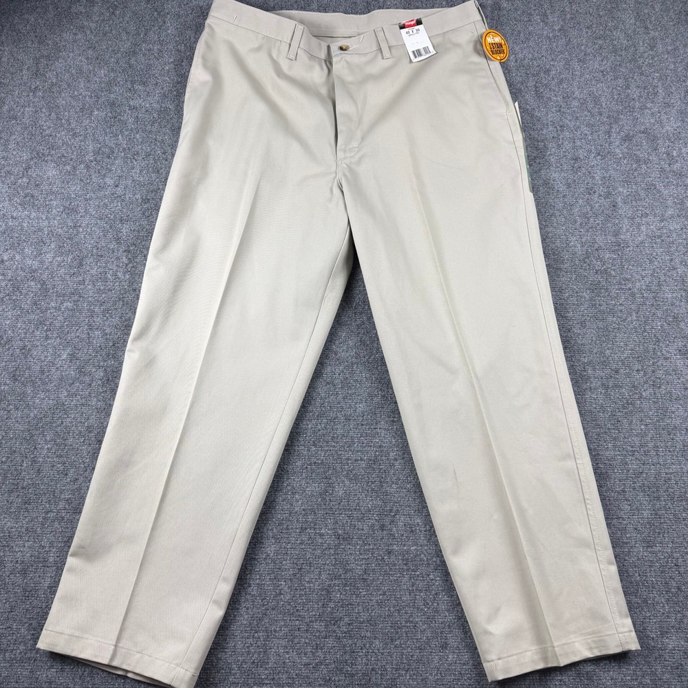 Wrangler‎ Hero Khakis Mens 40x30 Beige Flat Front Stain Blocker Chino Pants NEW